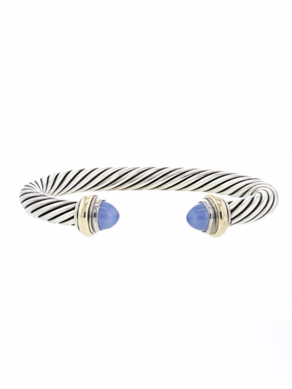 David Yurman Cable Cuff Bracelet with Moonstone Ends